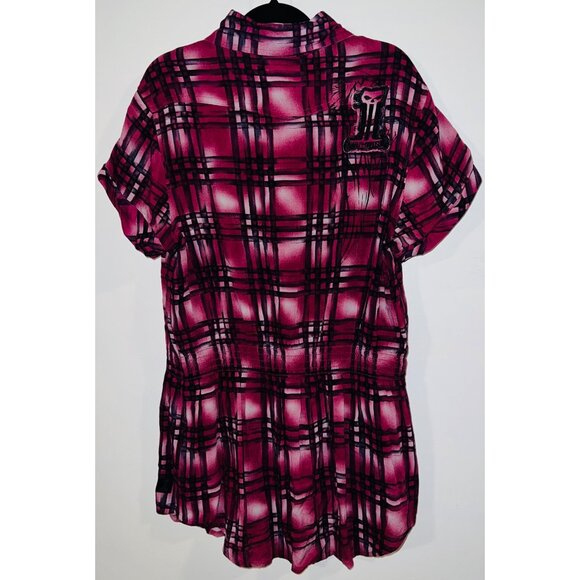 Harley-Davidson Womens Pink Plaid Button-Up Shirt S Rayon - Picture 2 of 7